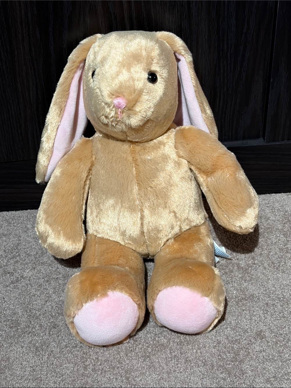 Plush Bunny Soft Toy - Tan with Pink Accents